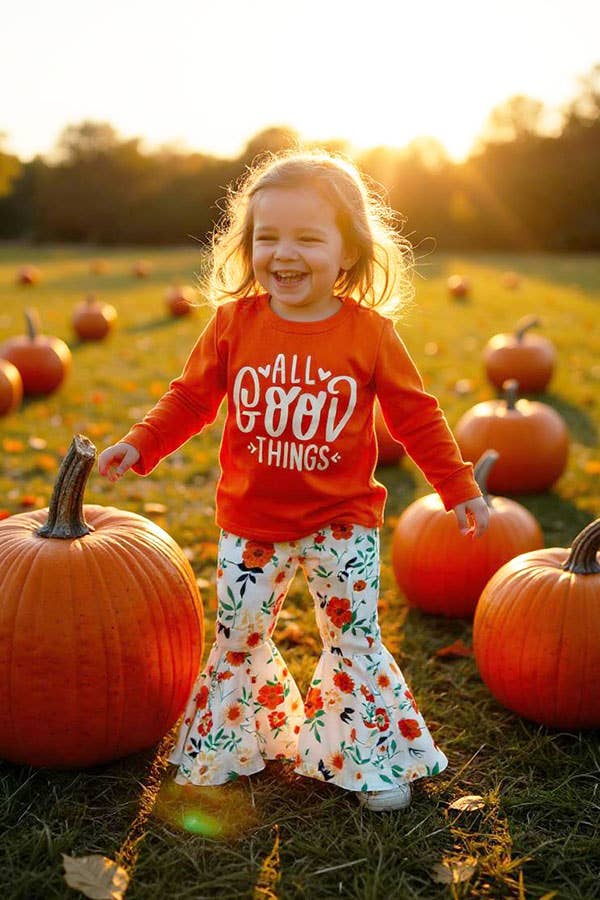 luluclothes - Wholesale Top & Pant Set - Kids - "ALL GOOD THINGS" top & floral pant girls sets XCH0015-12H0