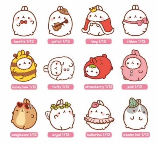 K-Wonderland – wholesale Figurine toy – Kids – Molang Costume Dress up Random Figurine Toy Vol2 Box 9