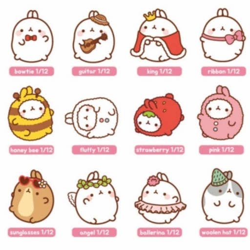 K-Wonderland – wholesale Figurine toy – Kids – Molang Costume Dress up Random Figurine Toy Vol2 Box 9