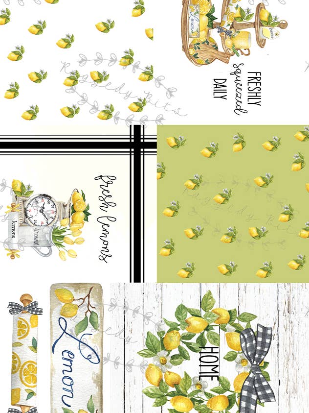 Paquete de limones frescos de granja, papel de decoupage Raggedy Bits para venta al por mayor de Raggedy Bits