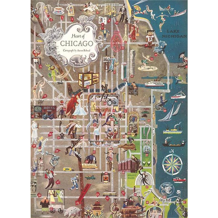 Found Image Press - Vente Affiche d'art - Impression d'art CH-545 Carte colorée de Chicago