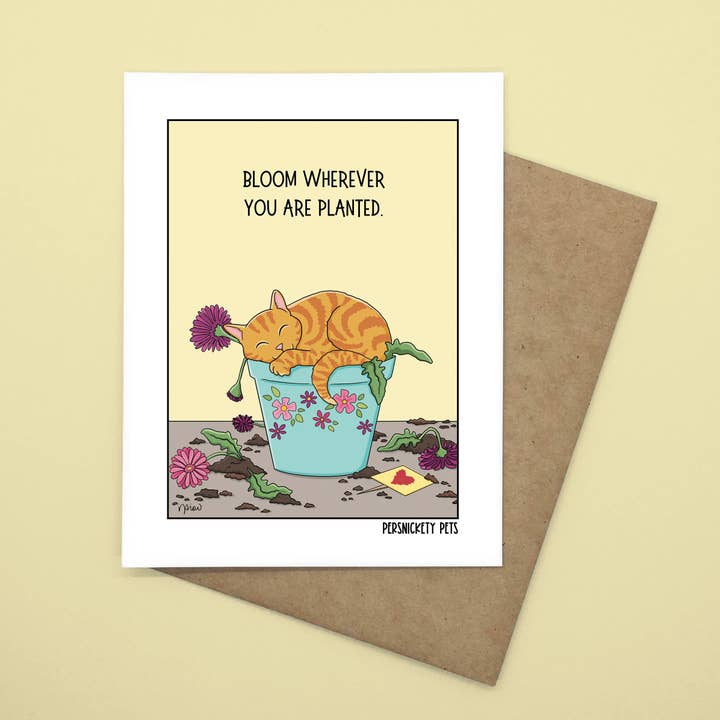 “Bloom Wherever” Folded Notecard for wholesale by Persnickety Pets