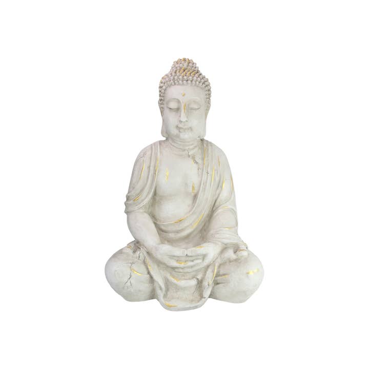 68cm White & Gold Brushed Rulai Buddha for wholesale by Cubby House by Malmar