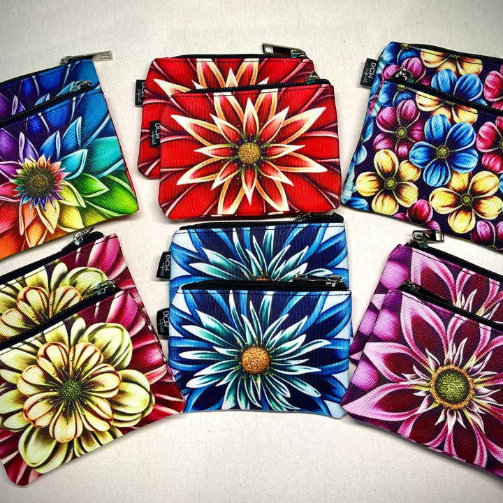 Floral Canvas Coin Pouch for wholesale by DCW Inspired