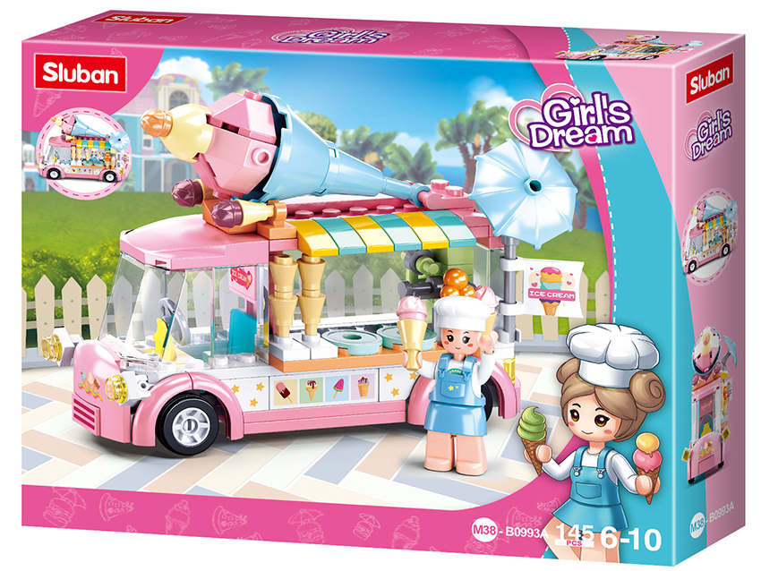Sluban Europe BV - Wholesale Toy Set - Kids - M38-B0993A/Girl's Dream ice cream truck1