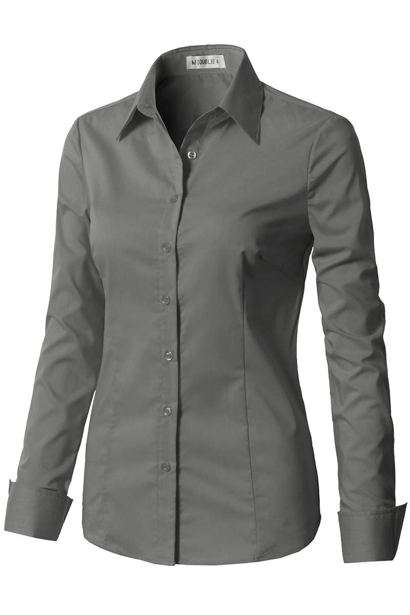 NINEXIS - Vente Chemise à col boutonné – femme - CWTDSL028_Chemises à col boutonné à manches longues28