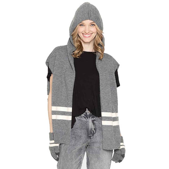 Striped Knit Hoodie Top for wholesale by Madeline Love