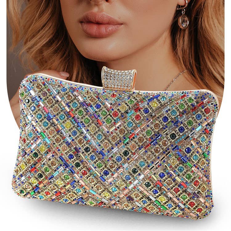 PEACH ACCESSORIES - Wholesale Clutch Bag - Women's - Crystals Stones Evening Clutch Bag 50305