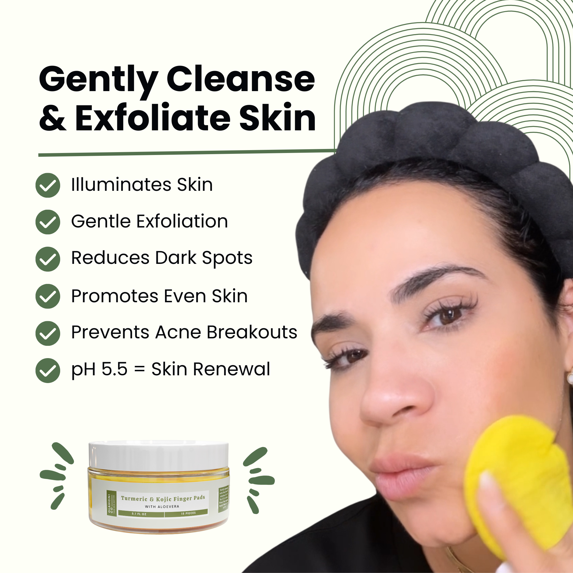 Olahoni Co - Wholesale Facial Cleanser - Thick Turmeric & Kojic Acid Finger Pads (15 Count)4