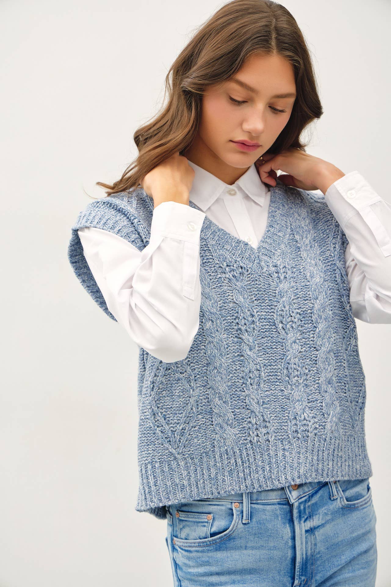 Be Cool - Wholesale Sweater Vest - Women's - CHUNKY CABLE KNIT SWEATER VEST6