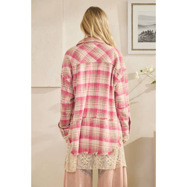 Oli&Hali - Wholesale Shirt Jacket/Shacket - Women's - WASHED PLAIDS AND EMBROIDERED MESH MIX SHACKETS16