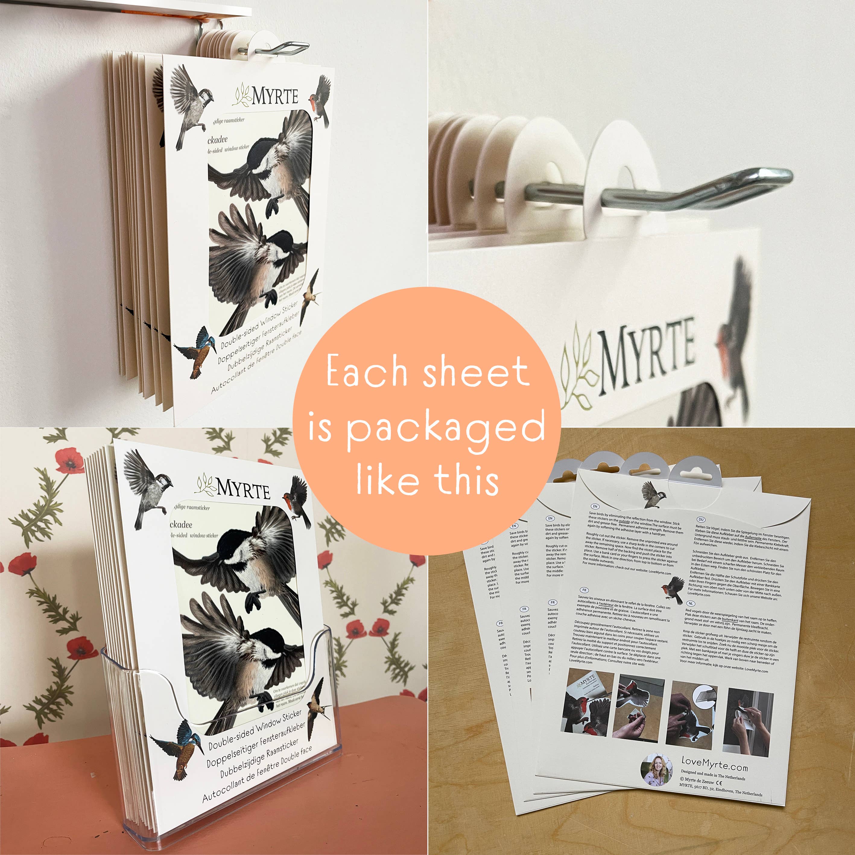 MYRTE - Wholesale Wall Decal/Stickers - Little Birds Mix Double-sided Window Sticker7