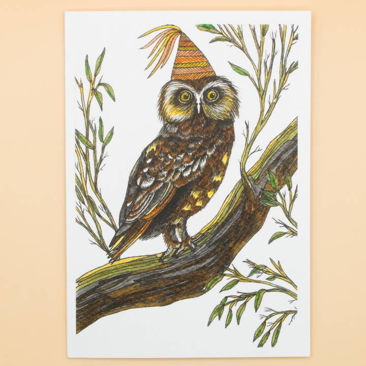 Southern Boobook Owl Greeting Card Australia Birthday Card for wholesale by Sunshine Sea Art