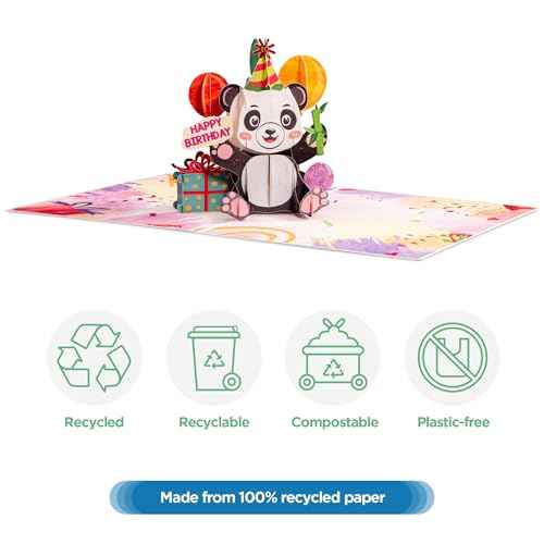 Paper Love – wholesale Birthday card – Birthday Panda Frndly Pop Up Card - 8"x6"3