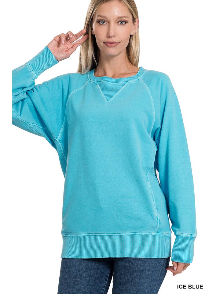 42POPS - Wholesale Sweatshirt - Women's - ',,,, Washed French Terry Pullover With Side Pockets3
