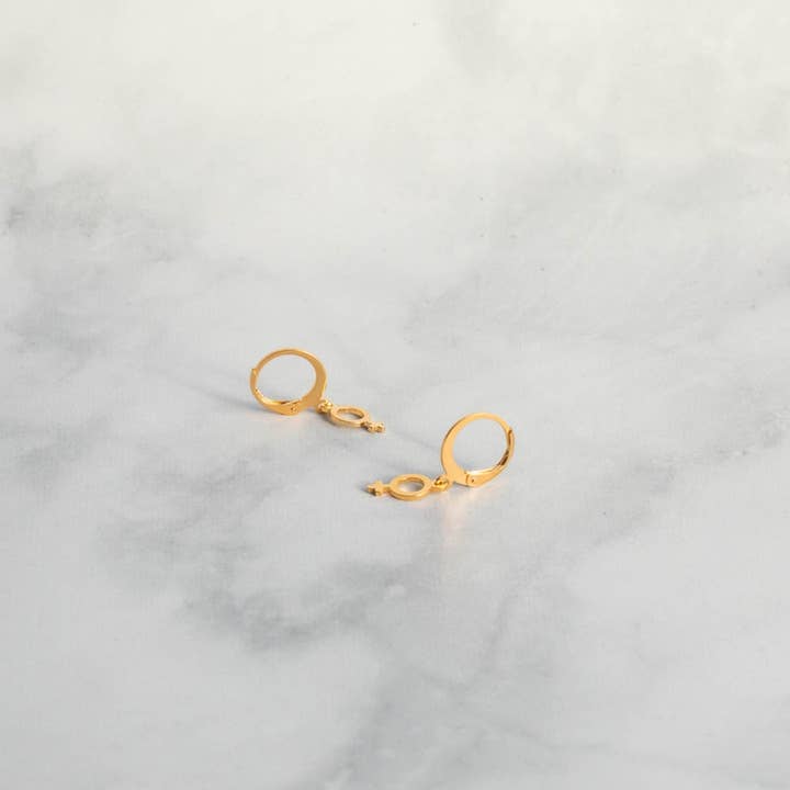 A Worthy Brand – brincos huggies por atacado – Brincos feministas - símbolo feminino Huggie Hoops4