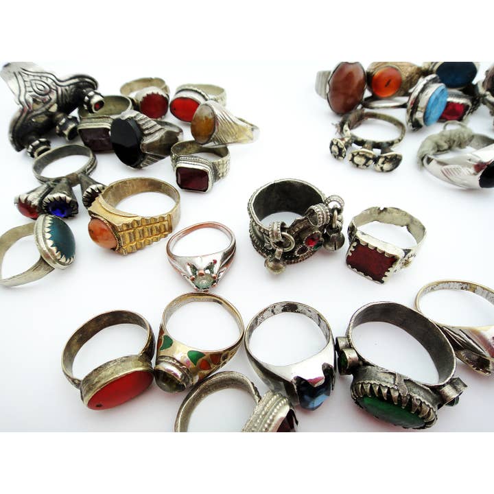 Tika - Wholesale Cocktail/Statement Ring - Vintage Afghan Rings - 10 pc.