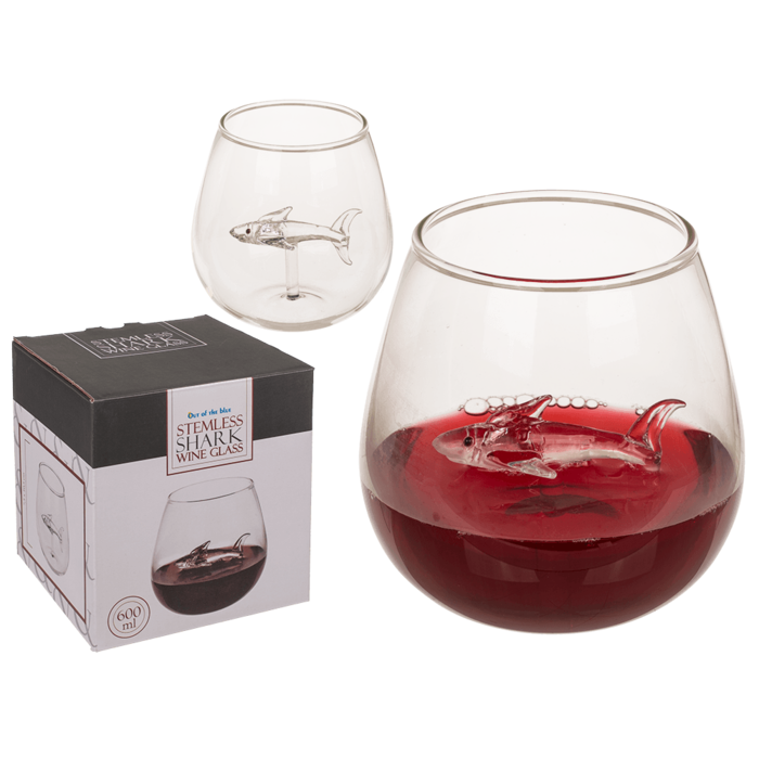 Out of the blue KG - Wholesale Wine Glass - Stemless Wine Glass, Shark, approx. 7,5 x 10,5 cm,0