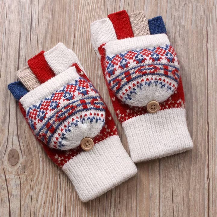 Happy Knits – wholesale Handskar - Dam – Damvantar i ull - Fingervantar med avtagbart lock för vinterbruk