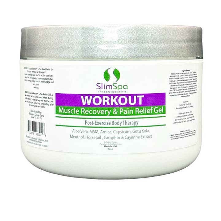 WORKOUT Muscle Recovery & Pain Relief Gel 8 oz. for wholesale by SlimSpa The Body Care Specialists