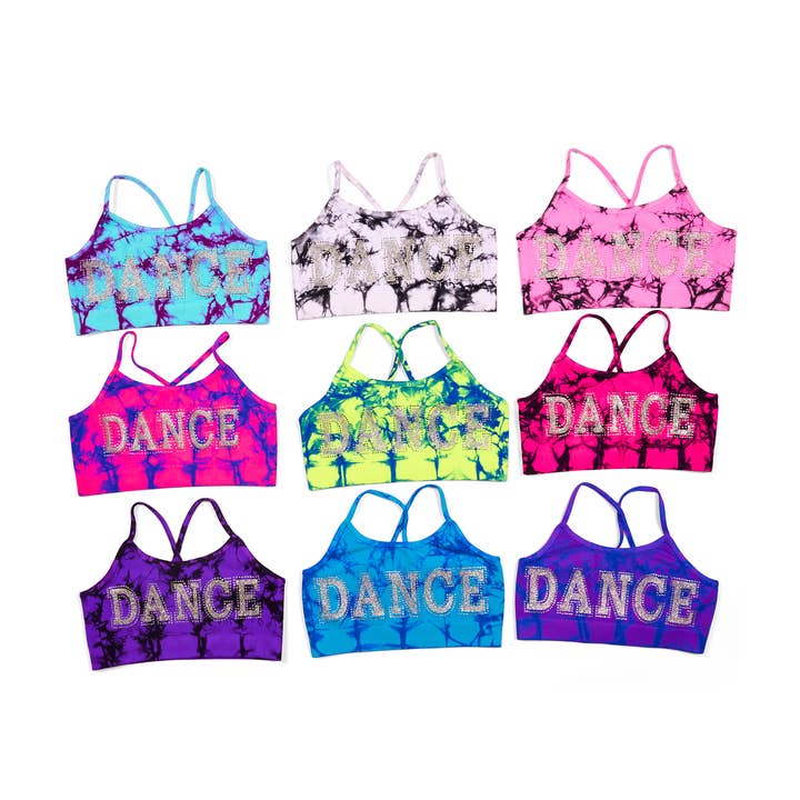 Petites filles (4-6x) Tie Dye Soutien-gorge Cami avec ornement de danse pour la vente par Malibu Sugar