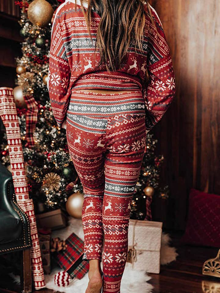 Geometric Print Top and Skinny Pants Lounge Set for wholesale by Umorger