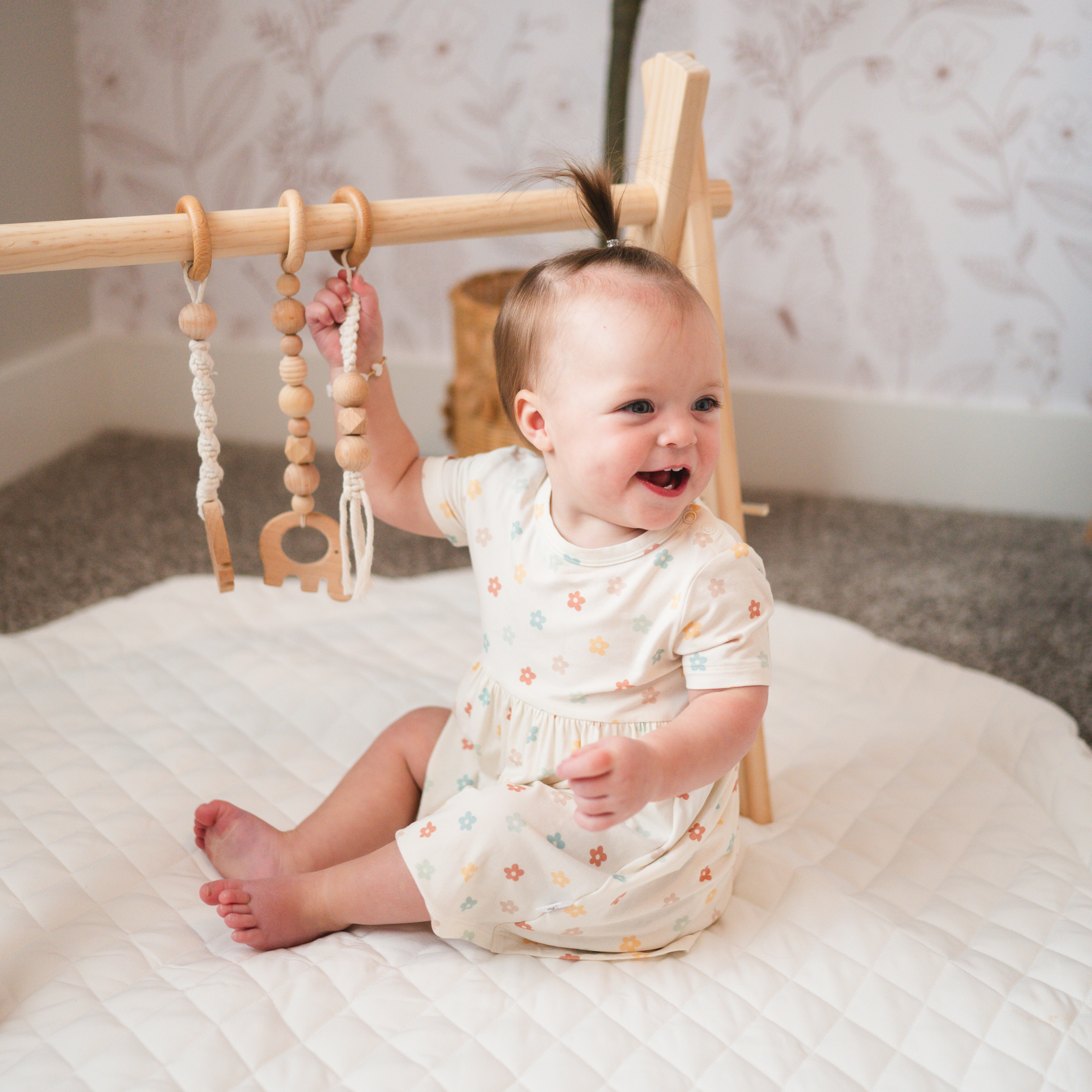 bug + bean kids - Wholesale Bodysuit (Non-Footed) - Baby - Bamboo Short Sleeve Twirl Bodysuit Dress | Sunlit Daisy1