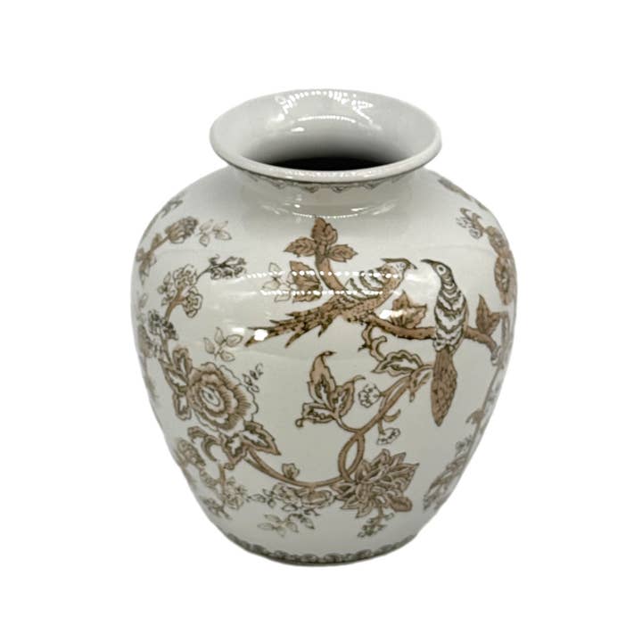 Galt International Company – wholesale Vas – Brun keramisk chinoiserie-vas 10"