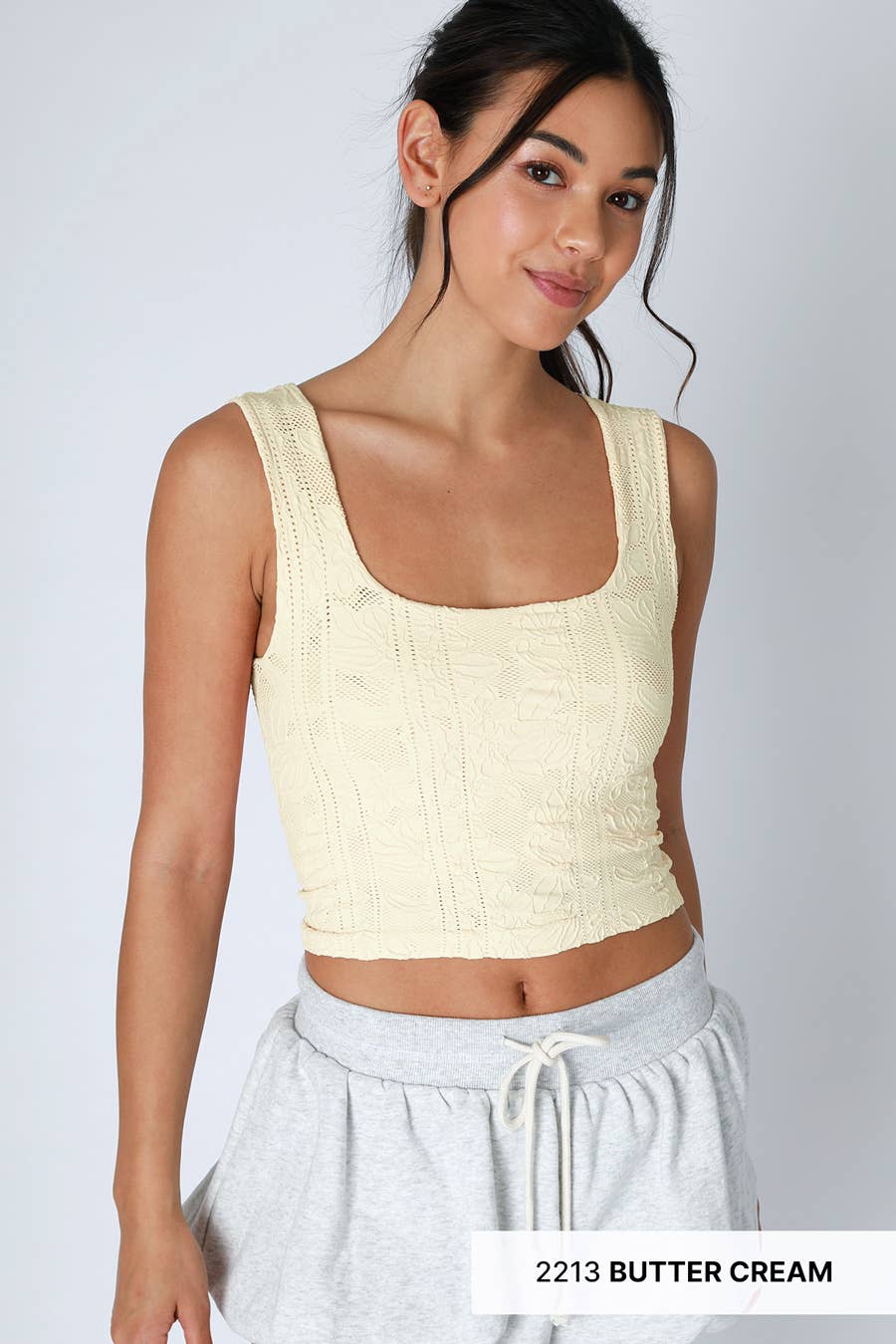 NIKIBIKI - Wholesale Knit Top - Women's - NS8396 - Double Lace Square Crop Top21