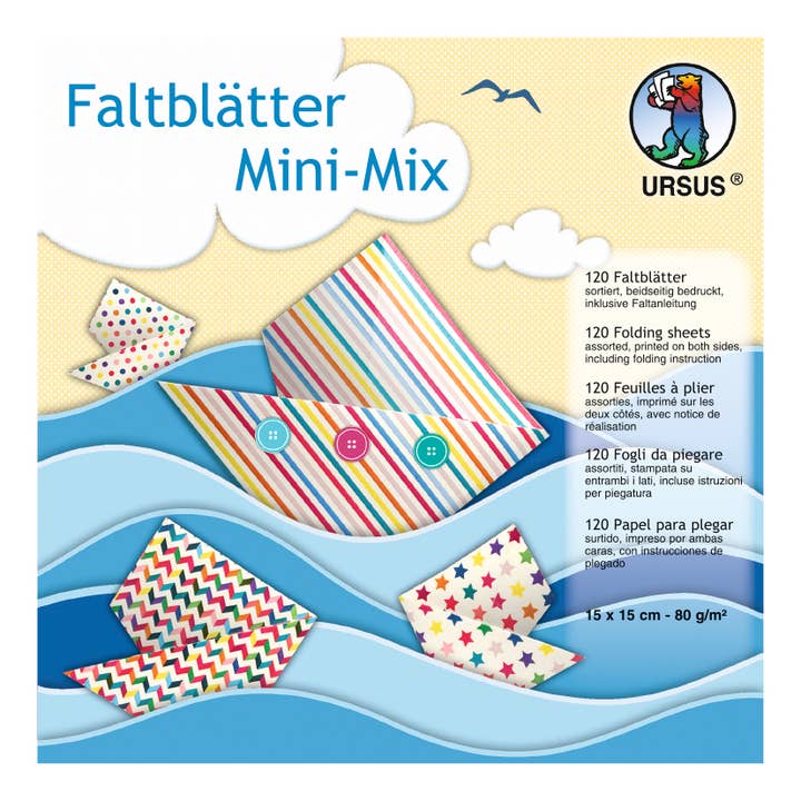 URSUS® / Buntpapierfabrik Ludwig Bähr GmbH & Co. KG – Großhandel Geschenkpapier in Bögen – Faltblätter "Mini Mix", 15 X 15 cm, Sortiert
