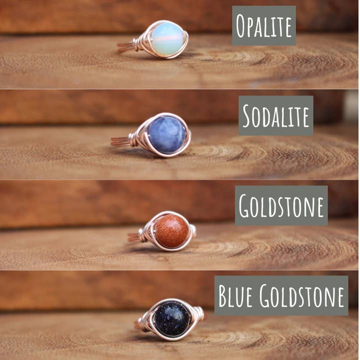 Gratefully Dreaming - Wholesale Single Stone/Solitaire Ring - Rose Gold Wire Wrapped Gemstone Rings 3