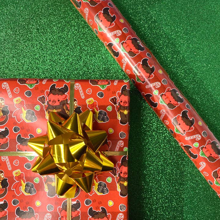 Krampus Naughty List - Christmas Holiday Wrapping Paper for wholesale by Bright Bat Design