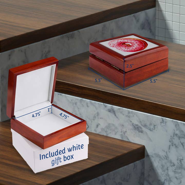 3dRose - Wholesale Jewellery box/organiser - 3dRose, Pink Heart Donut Illustration, Jewelry Box4