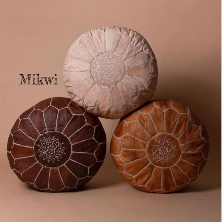 Mikwi - Wholesale Pouf - Moroccan Leather Ottoman Pouf Multiple Colors