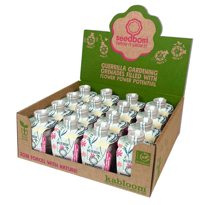 Shroot: Kabloom Seedboms – wholesale Plant seeds – Wilderbom Seedbom - CDU Pack - Butterfly & Bee Wildflowers