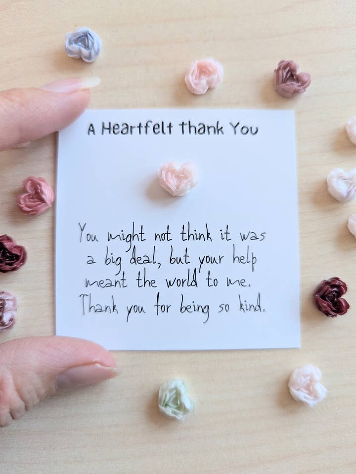 Thank You Card for Kindness & Support Includes Heart Trinket for wholesale by Uplifted Ink