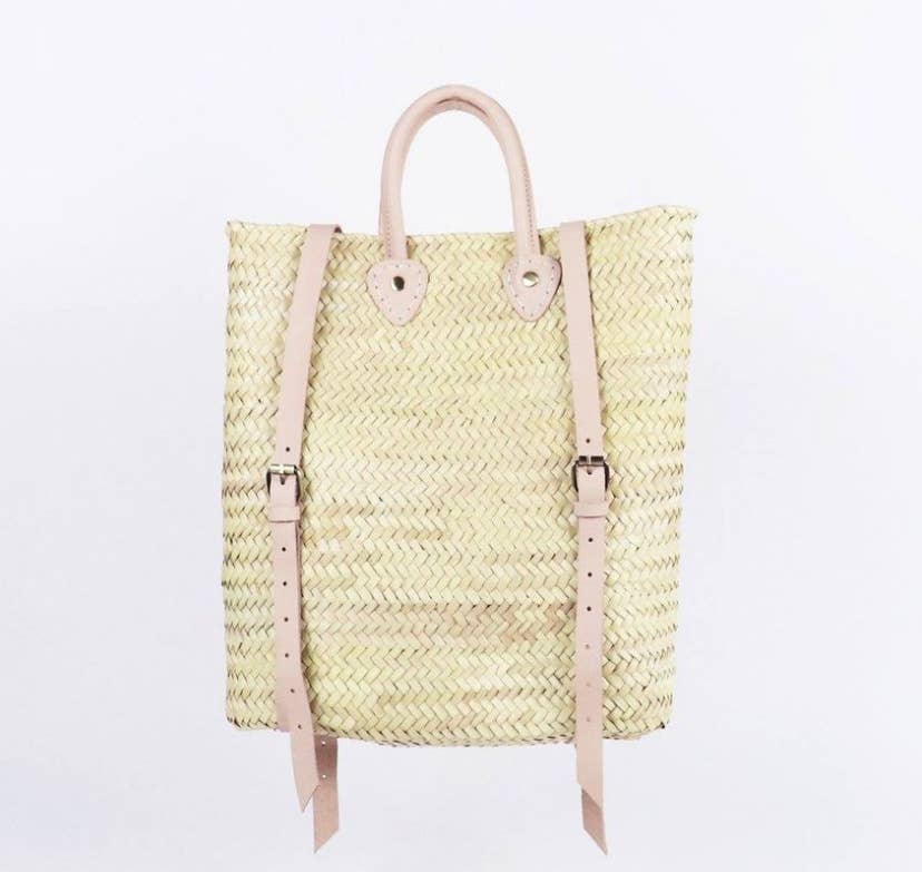 Mikwi – Großhandel Strandtaschen – Strandtasche aus Stroh mit Lederriemen - Rucksack aus Stroh6