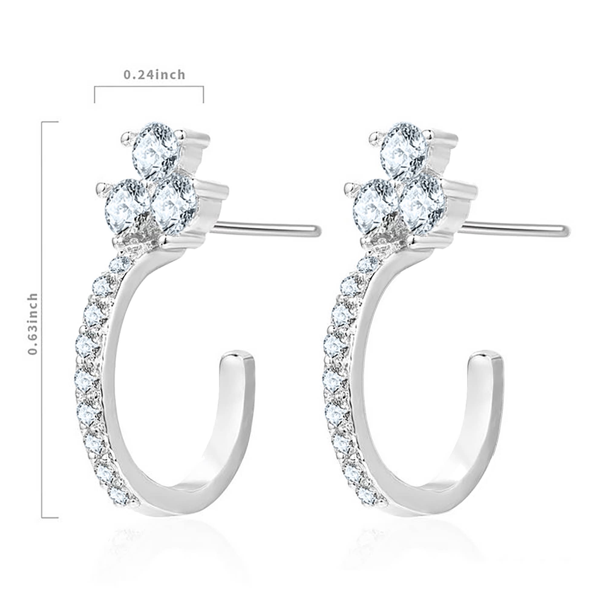 Laudic Co – wholesale Hoop earrings – Cubic Zirconia Cluster Half Hoop Earrings1