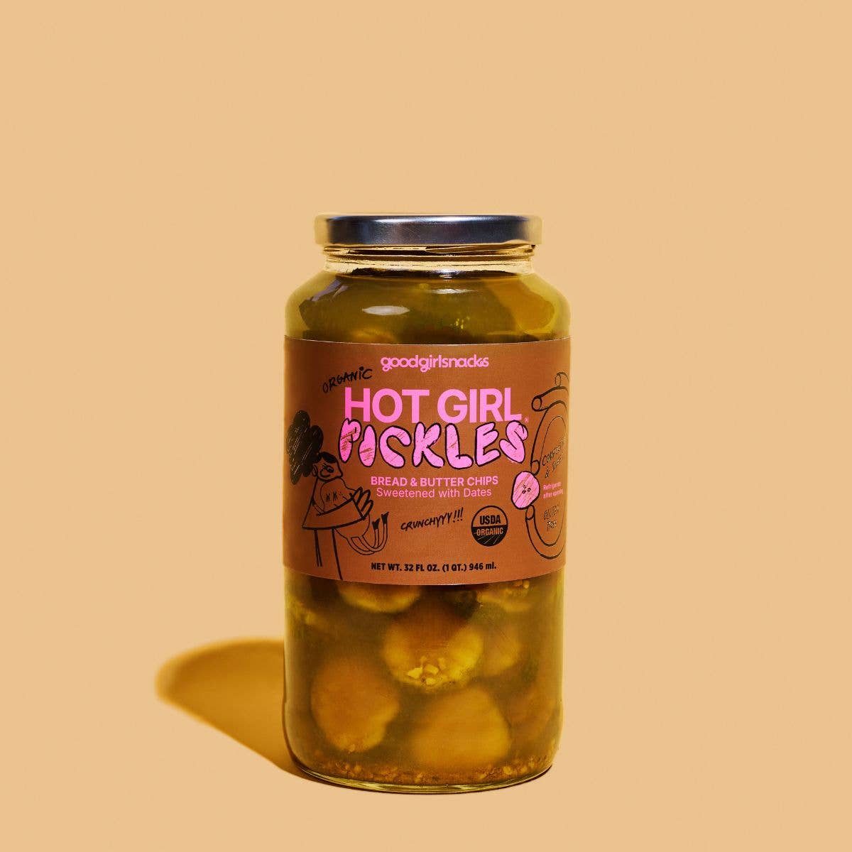 Good Girl Snacks - Wholesale Pickled Vegetables - HOT GIRL PICKLES Bread & Butter Chips (6 x 32oz jars)1