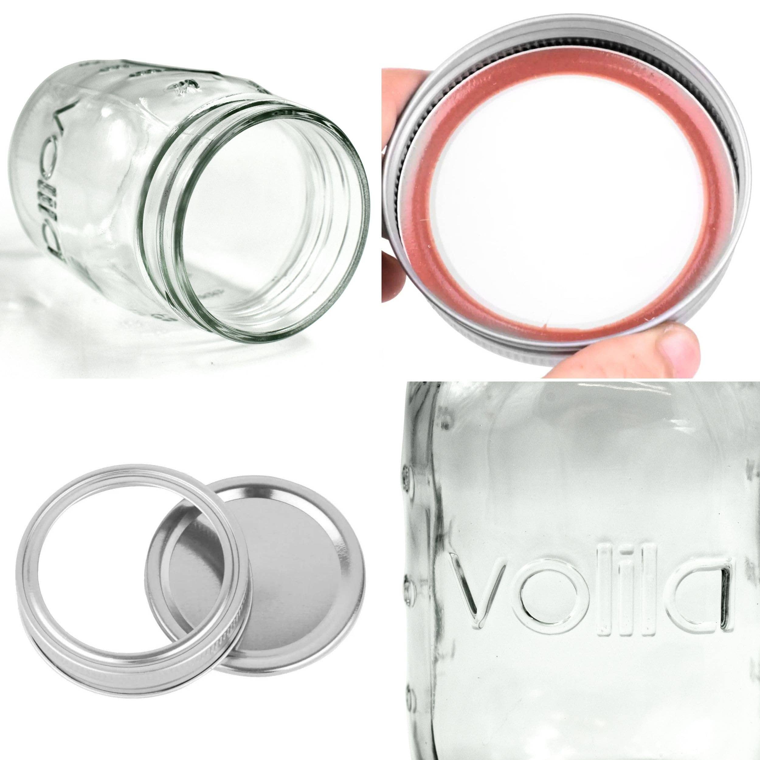 Jara Trading – wholesale Jar – volila Mason Jar - Leakproof Mason Jars with Lids 500ml for Salad Jars, Overnight Oats Jar or Pickling Jars with Lids - 2-Part Mason Jar Lids, Labels, Pen and Sponge Included4