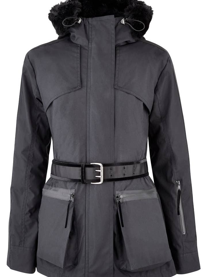 Parka Elements in nero - Pelliccia sintetica per la vendita all'ingrosso da parte di TROY London