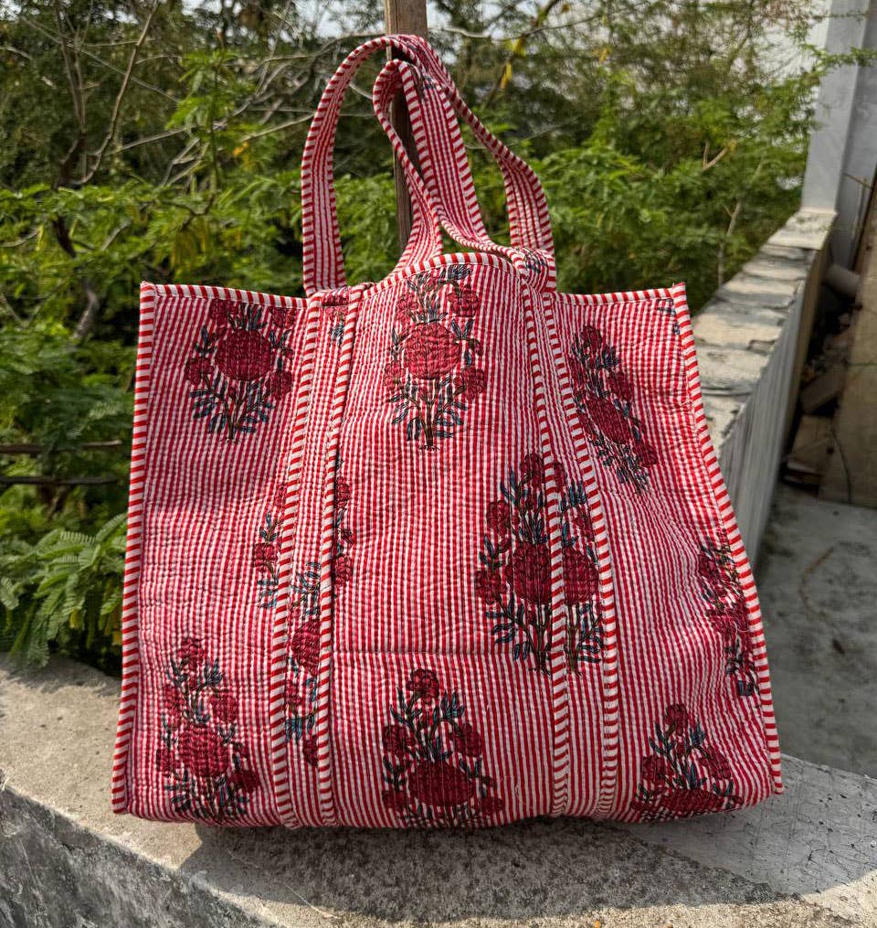 GYPSY STUDIO - Vendita all'ingrosso Tracolla - Donna - Borsa tote stampata a mano in cotone trapuntato Borse a tracolla0