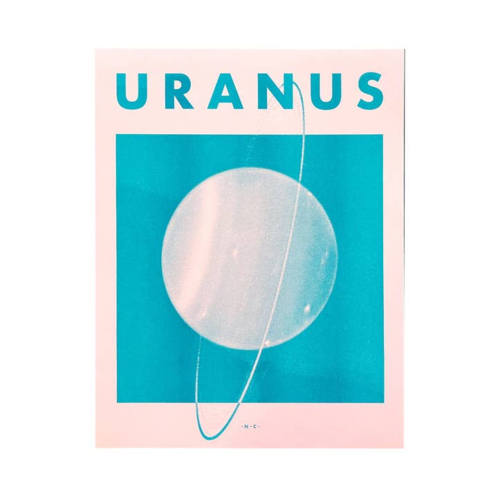 Uranus - Planet Risograph Print for wholesale by Next Chapter Studio