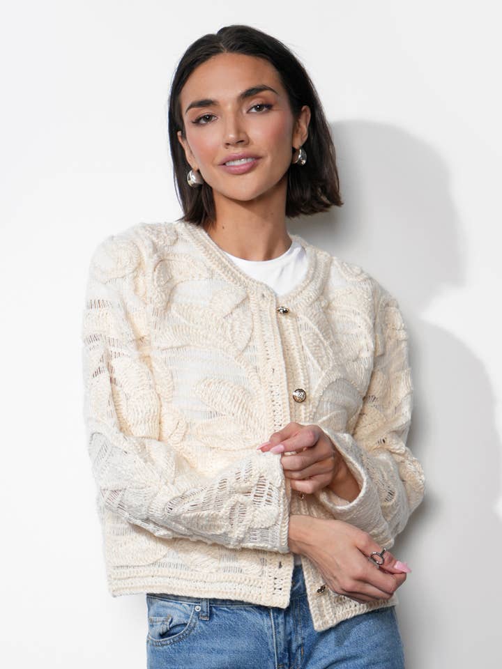 Cardigan Ouvert au Crochet Sutton pour la vente par Greylin