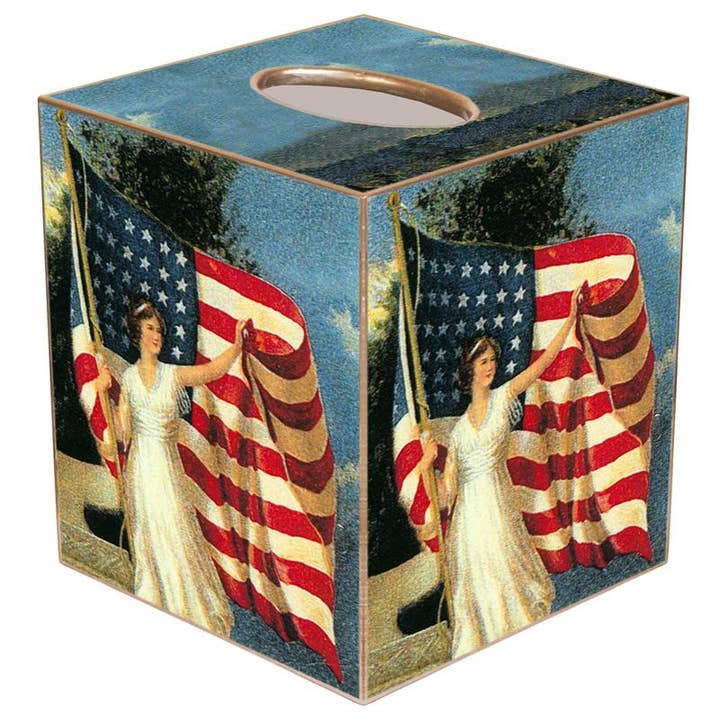 Old Glory Tissue Box Cover for wholesale by Marye-Kelley
