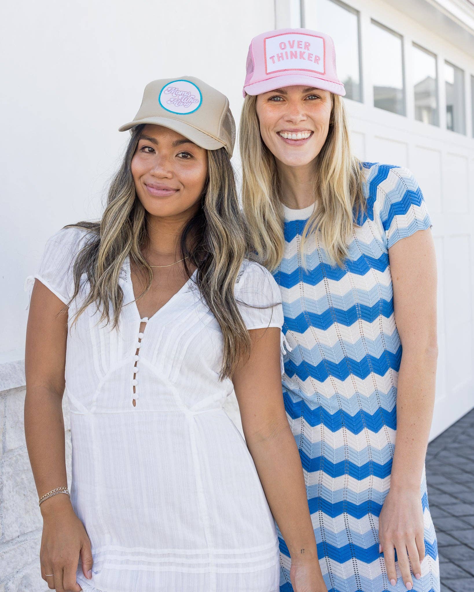 Overthinker Trucker Hat in Soft Pink for wholesale on Faire1