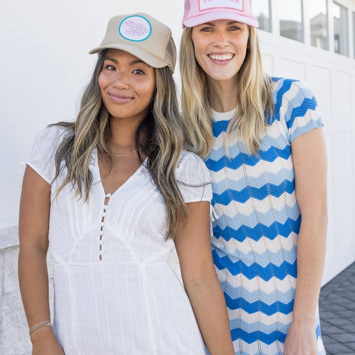 Overthinker Trucker Hat in Soft Pink for wholesale on Faire1