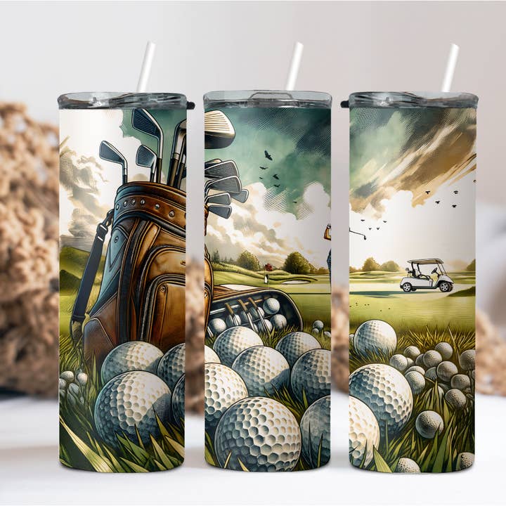 Golf Course Scene Tumbler for wholesale by Wicked Flower Creations