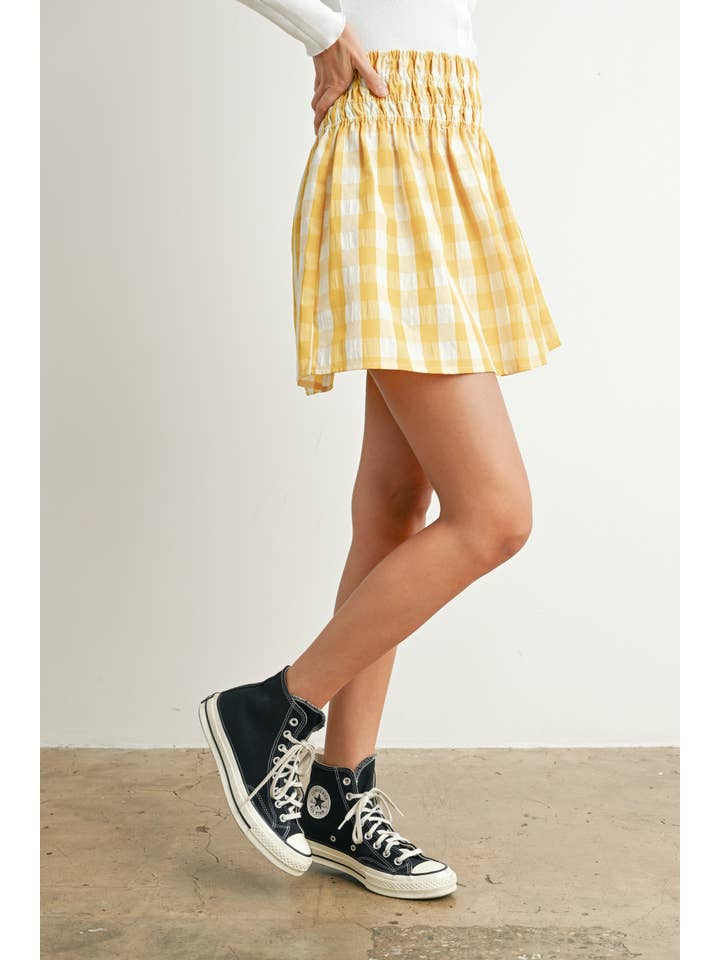 BUTTERMELON - Wholesale Skirt - Women's - Checked Patterned Plaid Skirt - BMS7604