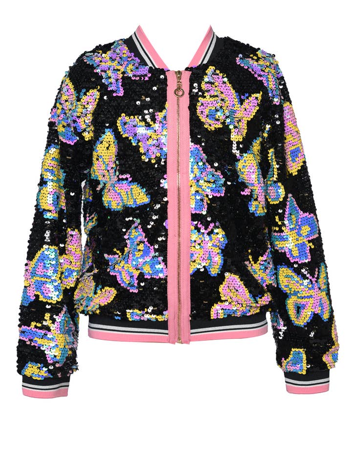CHAQUETA DE LENTEJUELAS CON ESTAMPADO DE MARIPOSAS para venta al por mayor de Hannah Banana , Baby Sara